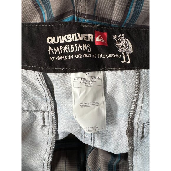 Quiksilver Amphibian Plaid Mens Shorts Size 28 - Blue & Gray Polyester/Spandex - Picture 10 of 16